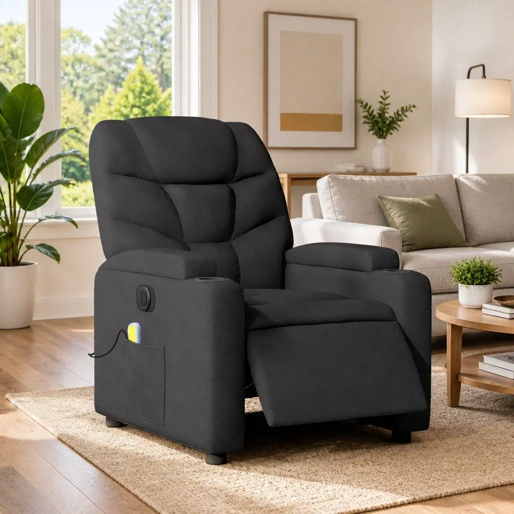 Electric Massage Recliner Chair Vibration Relaxer Grey Fabric