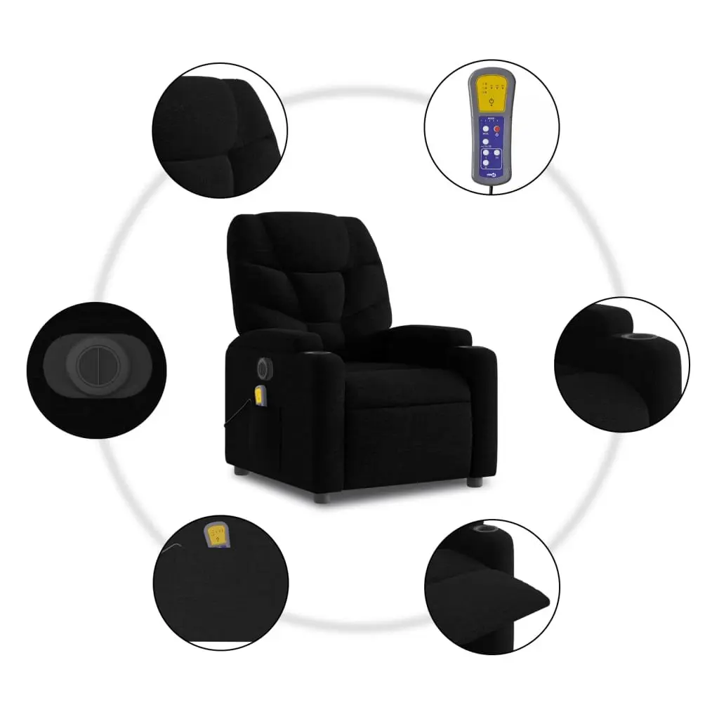Electric Massage Recliner Chair Black Fabric Armchair Lounge Seat