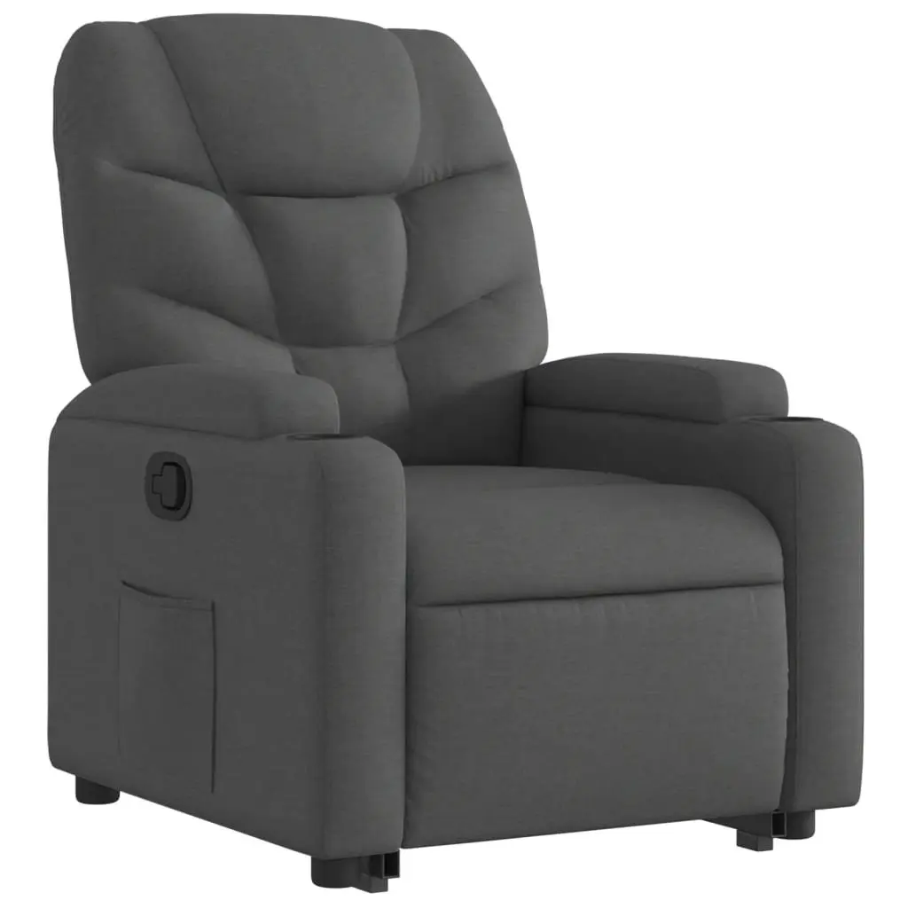 Stand Up Recliner Chair Power Lift Electric Motor Grey Fabric Armchair Elderly