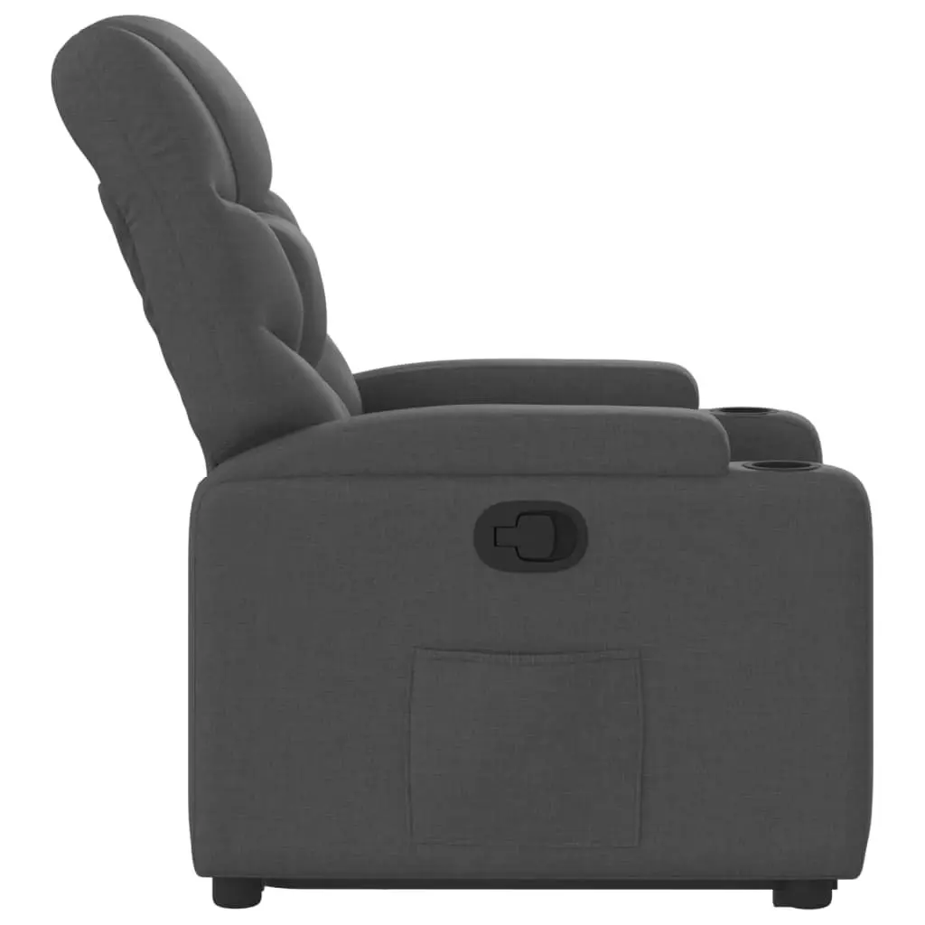 Stand Up Recliner Chair Power Lift Electric Motor Grey Fabric Armchair Elderly