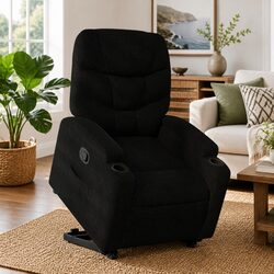Comfortable and Reliable Black Power Lift Recliner