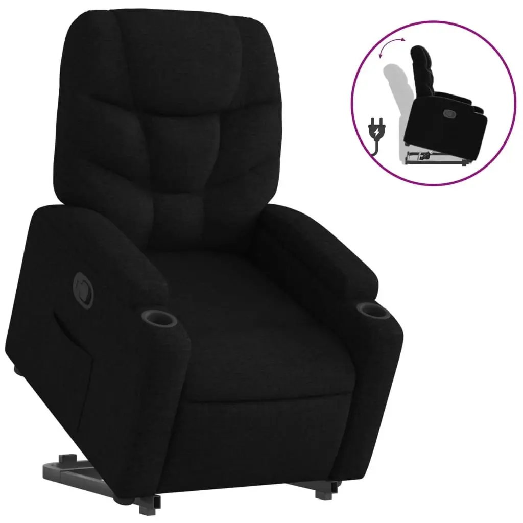 Stand Up Recliner Chair Power Lift Manual Recline Black Fabric