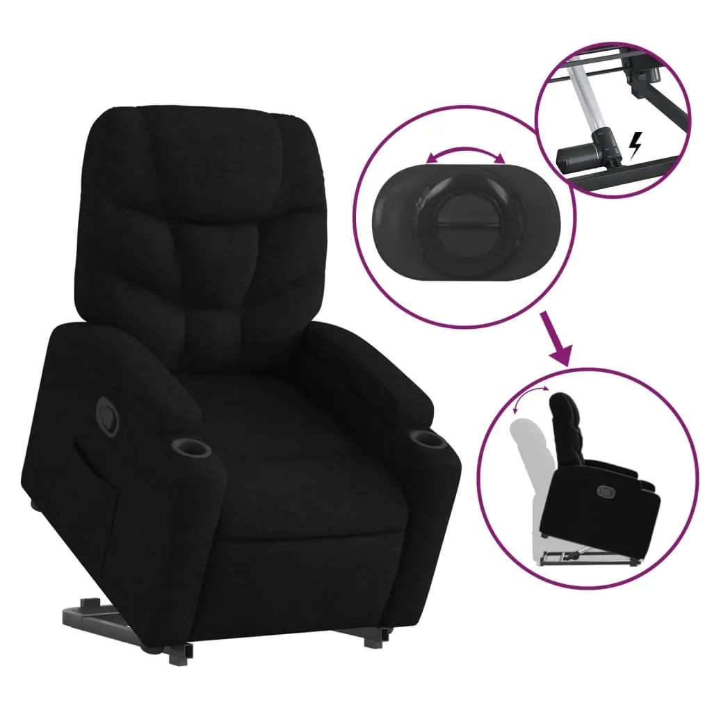 Stand Up Recliner Chair Power Lift Manual Recline Black Fabric