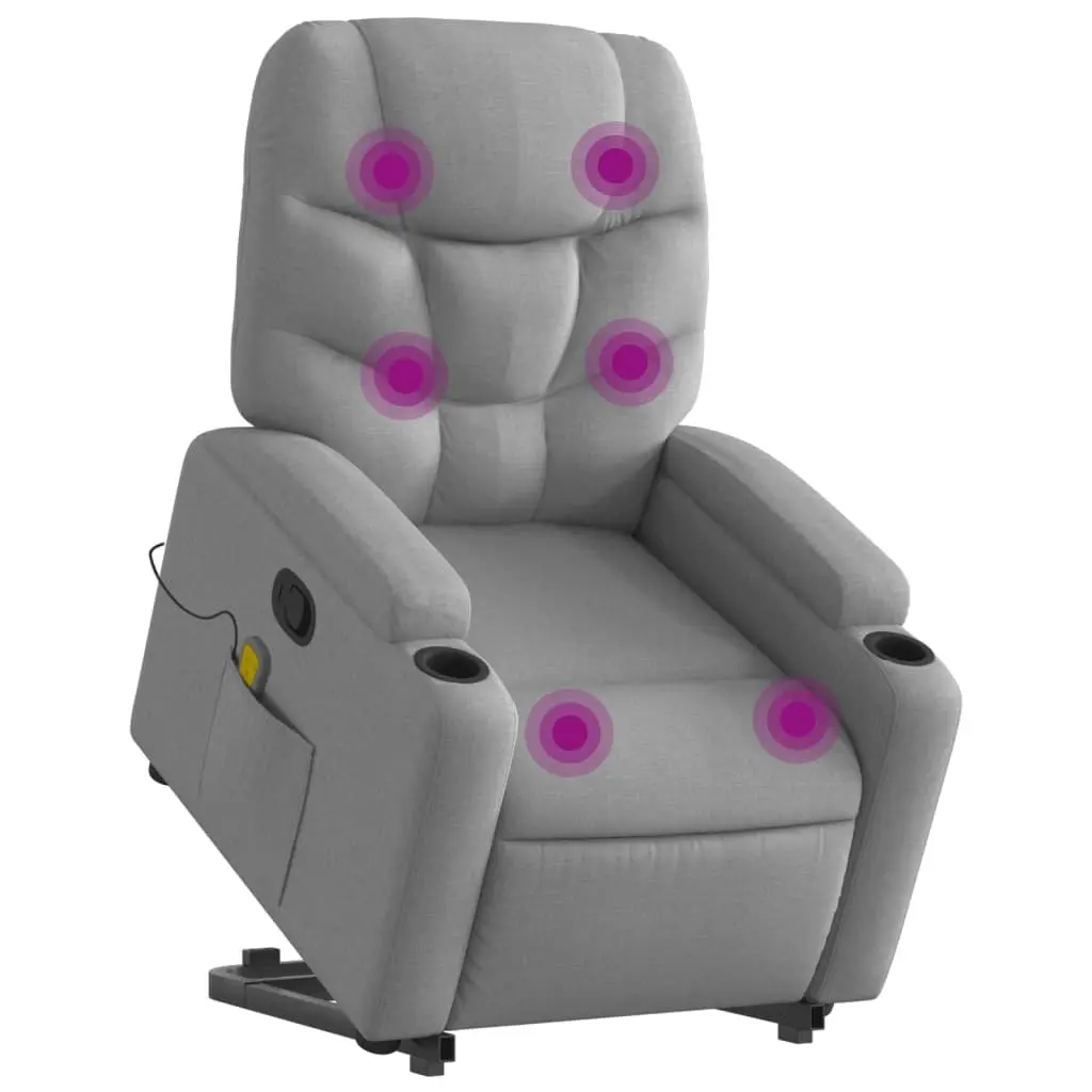 Electric Massage Recliner Chair Power Lift Grey Fabric Manual Reclining 135 Degrees