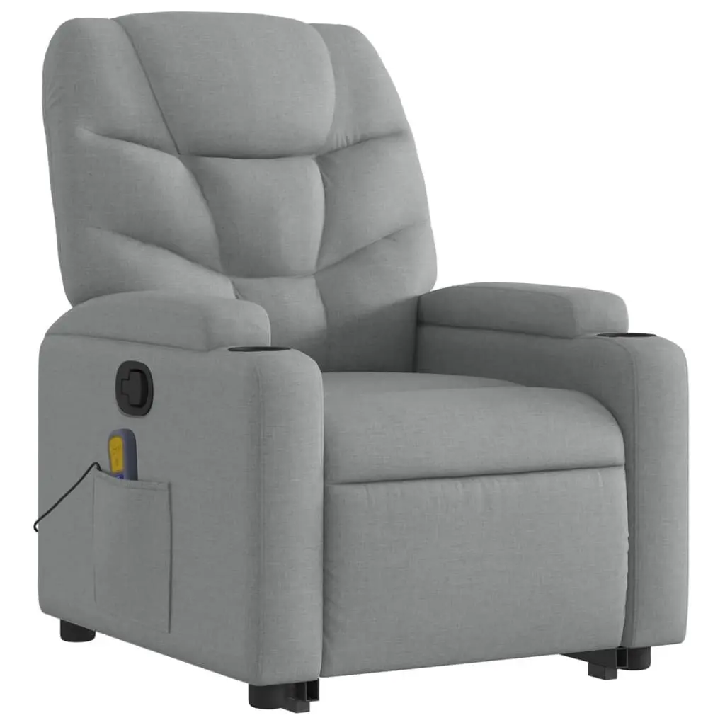 Electric Massage Recliner Chair Power Lift Grey Fabric Manual Reclining 135 Degrees