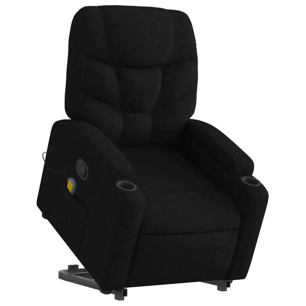 Stand Up Massage Recliner Chair Black Fabric Power Lift Electric Armchair