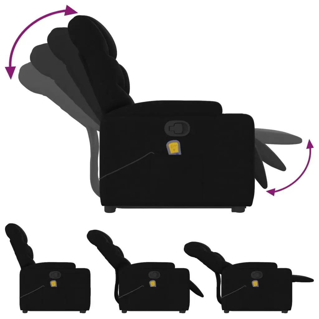 Stand Up Massage Recliner Chair Black Fabric Power Lift Electric Armchair