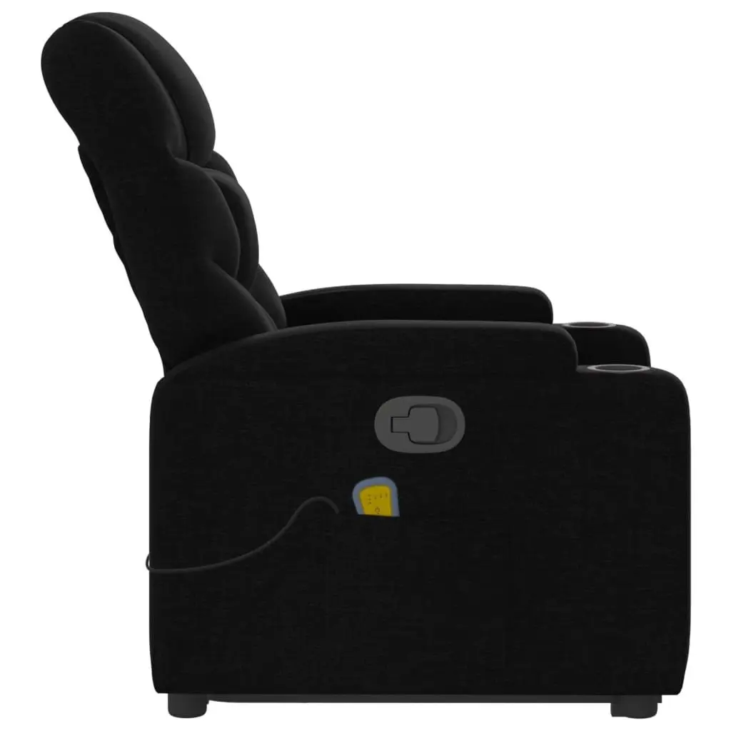 Stand Up Massage Recliner Chair Black Fabric Power Lift Electric Armchair