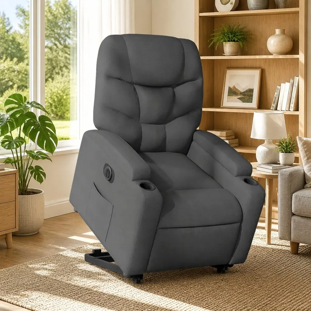 Electric Stand Up Recliner Armchair Power Lift Recline Elderly Comfort Grey