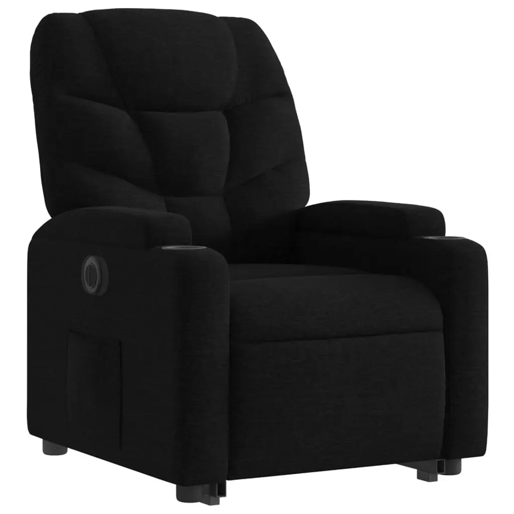 Electric Stand Up Recliner Chair Black Fabric Armchair Power Lift Massage