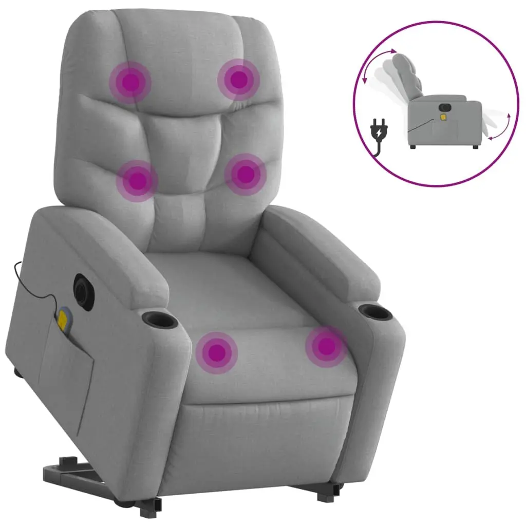 Electric Massage Recliner Chair Power Lift Vibration Grey Fabric