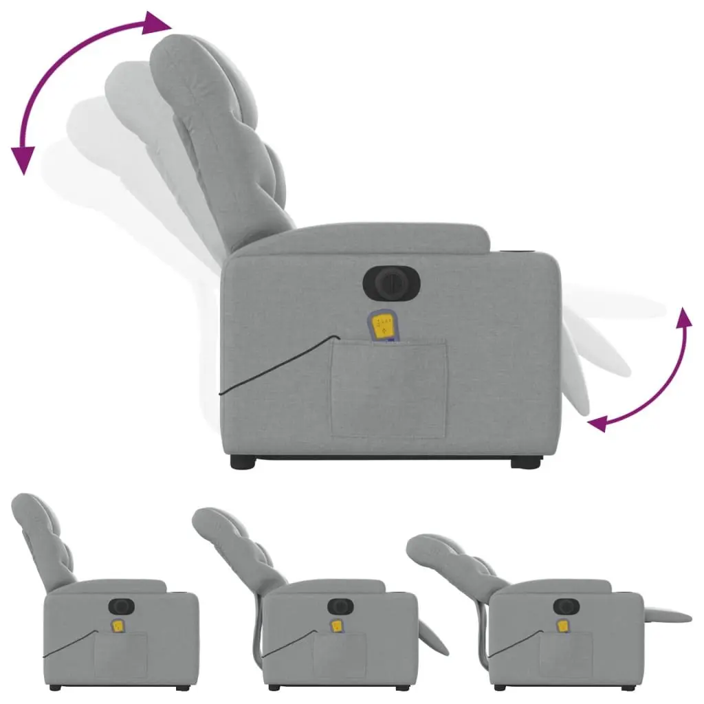 Electric Massage Recliner Chair Power Lift Vibration Grey Fabric