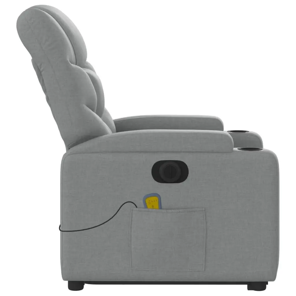 Electric Massage Recliner Chair Power Lift Vibration Grey Fabric