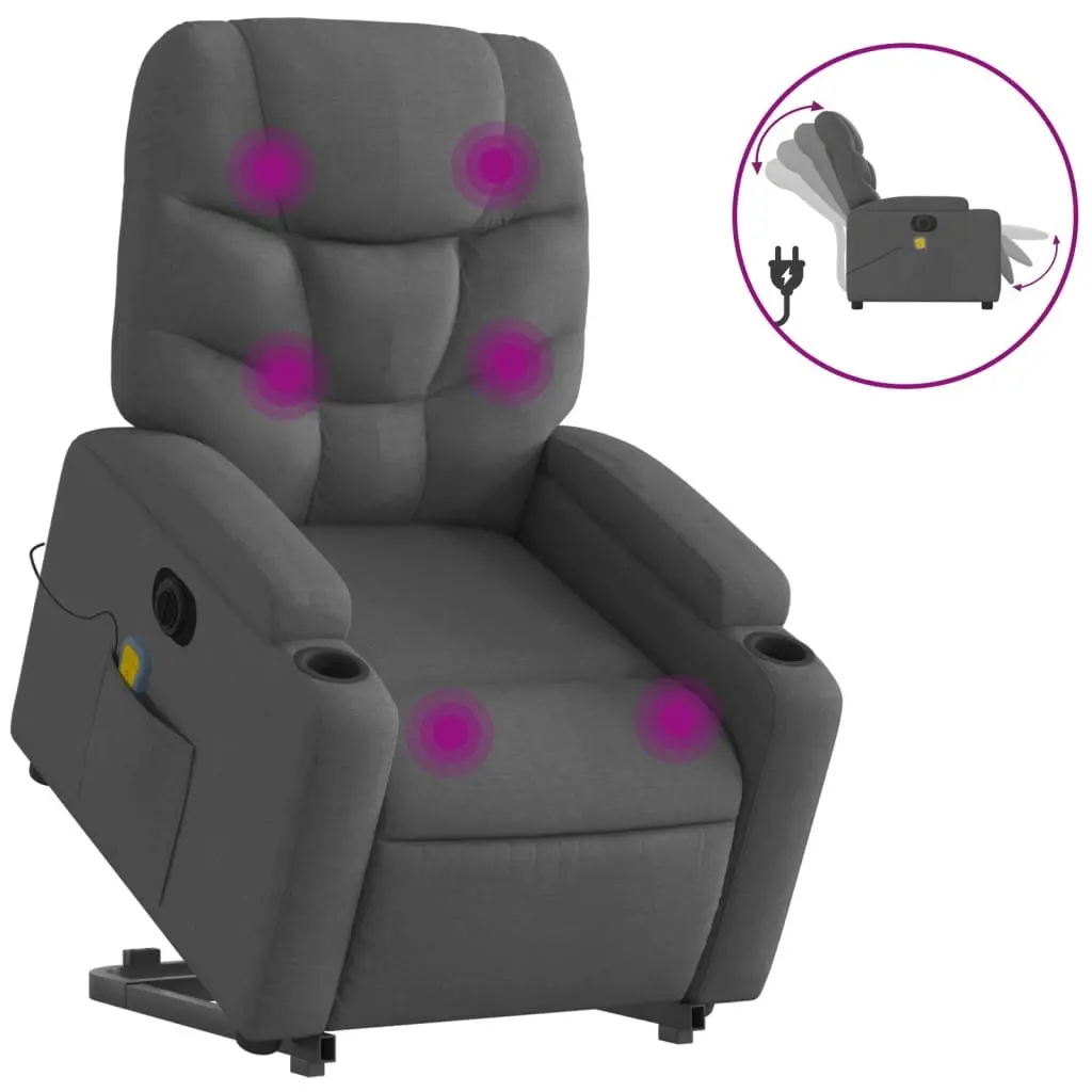 Electric Recliner Chair Massage Lift Armchair Fabric Grey