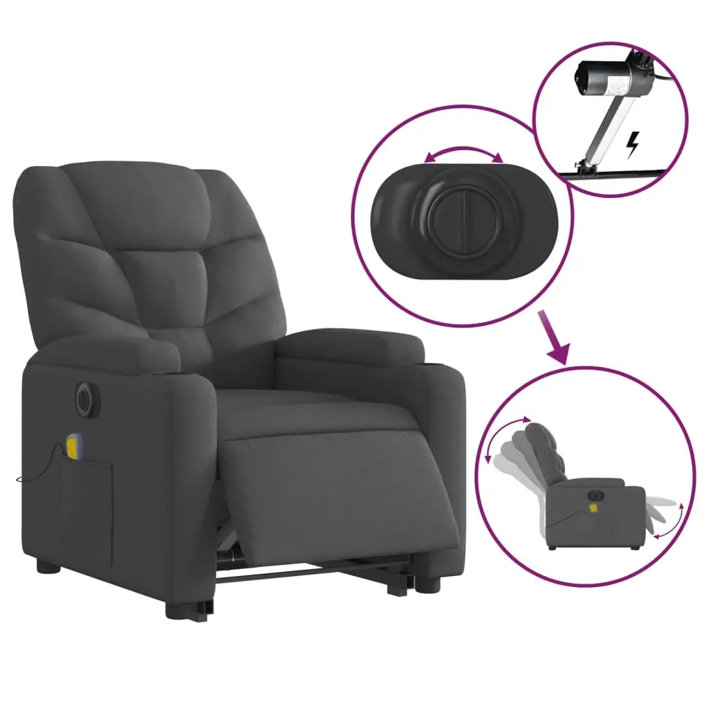 Electric Recliner Chair Massage Lift Armchair Fabric Grey