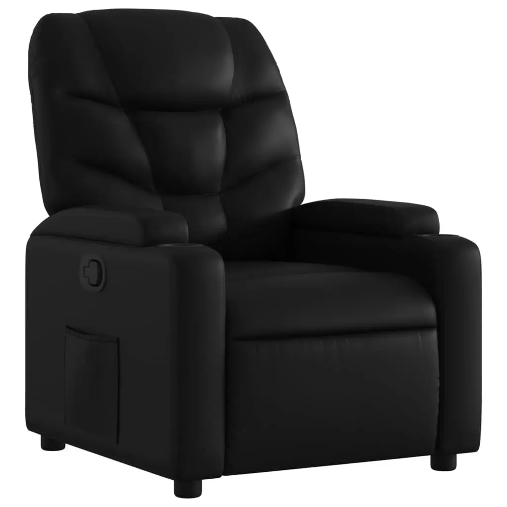 Recliner Chair Manual Reclining Armchair Adjustable Footrest Cup Holders Side Pocket Black