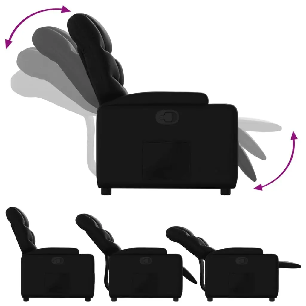 Recliner Chair Manual Reclining Armchair Adjustable Footrest Cup Holders Side Pocket Black