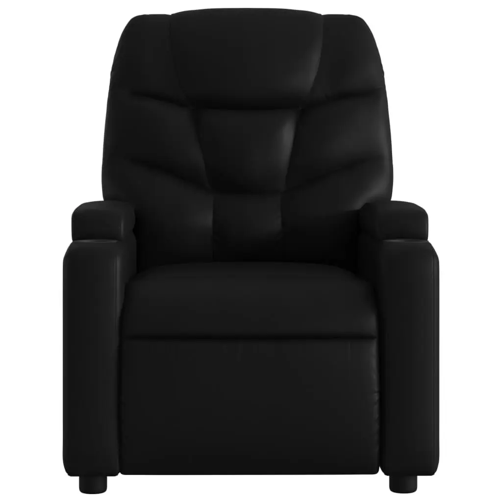 Recliner Chair Manual Reclining Armchair Adjustable Footrest Cup Holders Side Pocket Black
