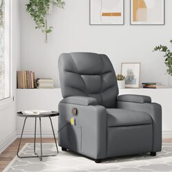 Comfortable Grey Faux Leather Massage Recliner Chair