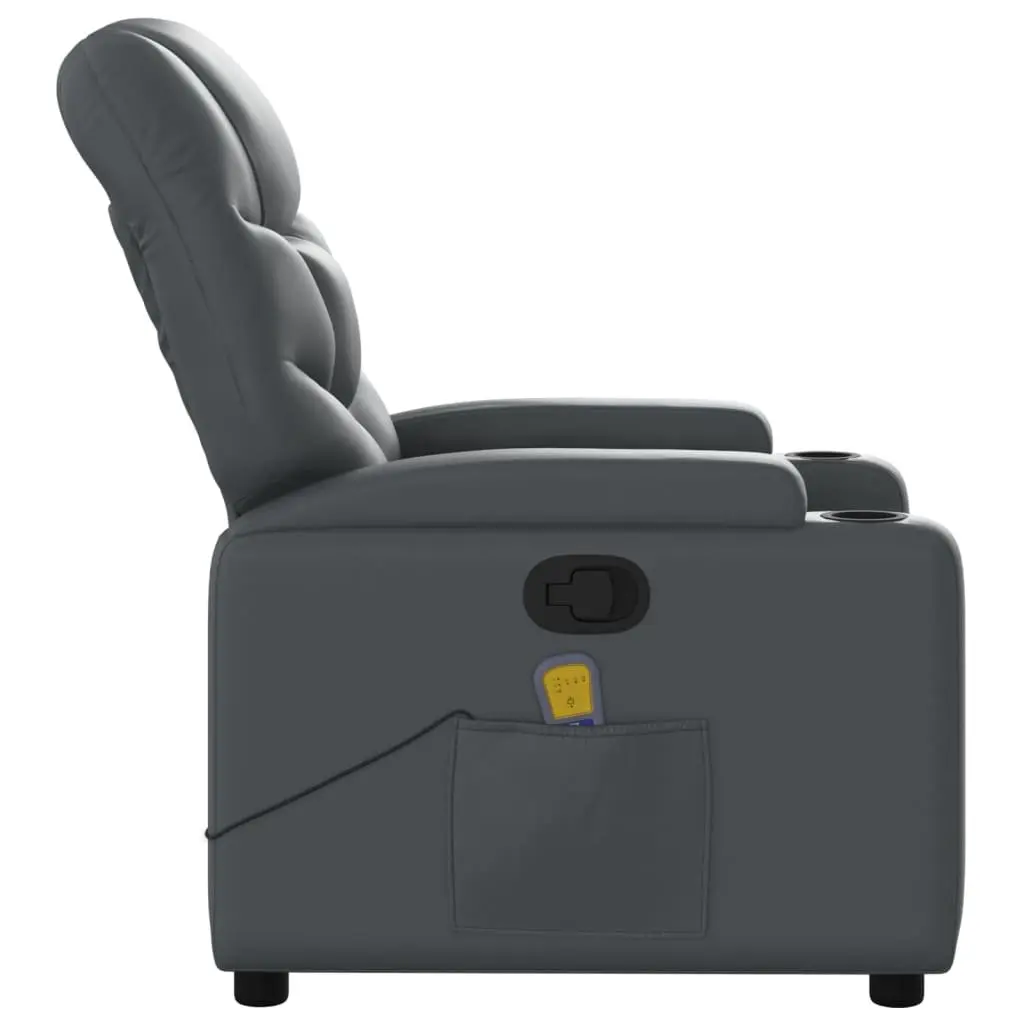 Recliner Chair Manual Grey Faux Leather Massage Armchair Vibration Comfort