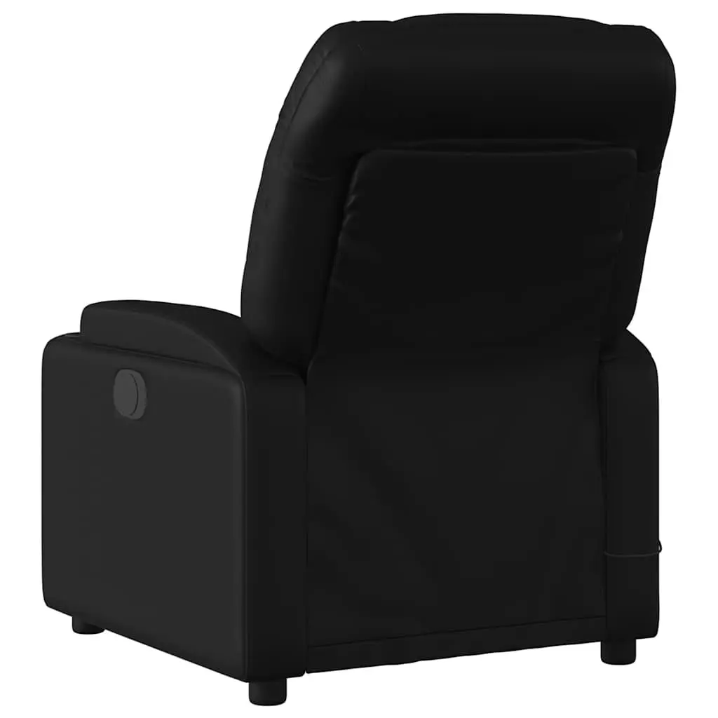 Electric Massage Recliner Chair Black Faux Leather Armchair with Cup Holders
