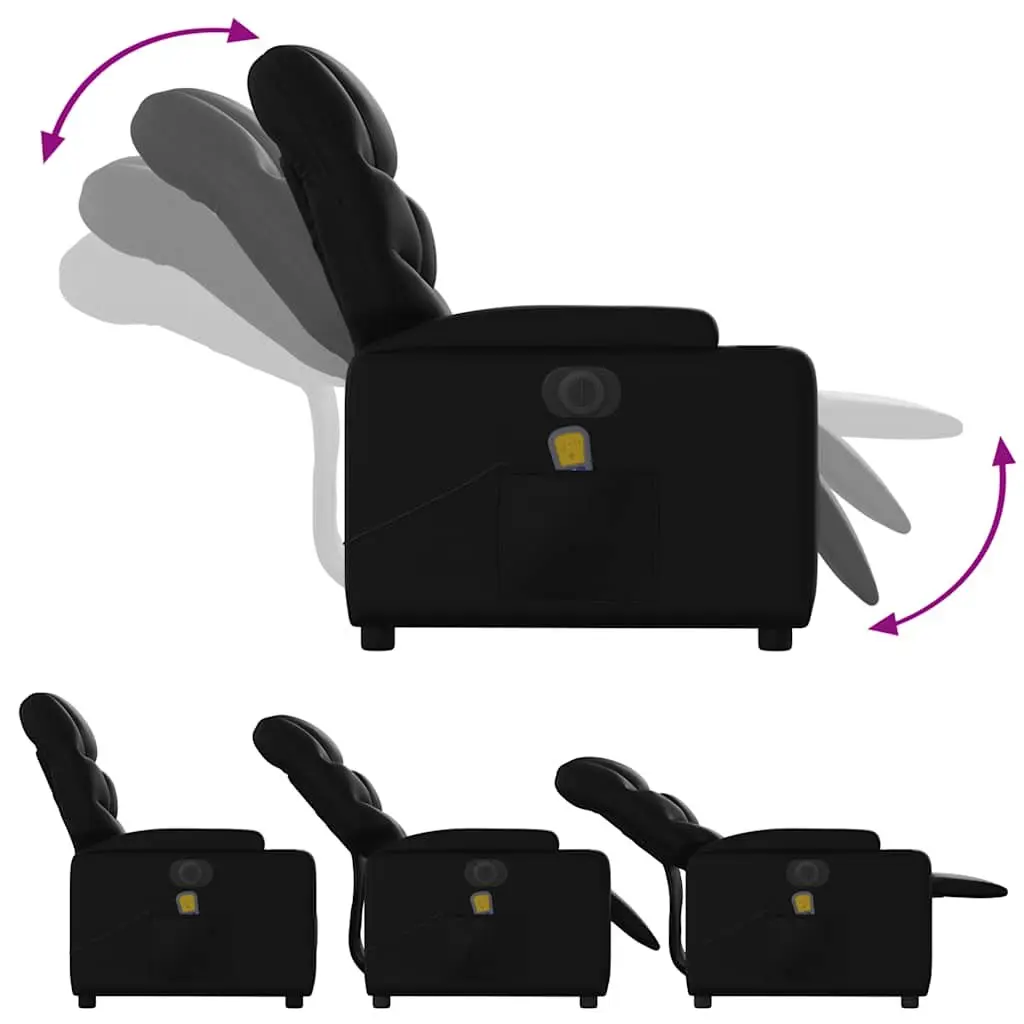 Electric Massage Recliner Chair Black Faux Leather Armchair with Cup Holders
