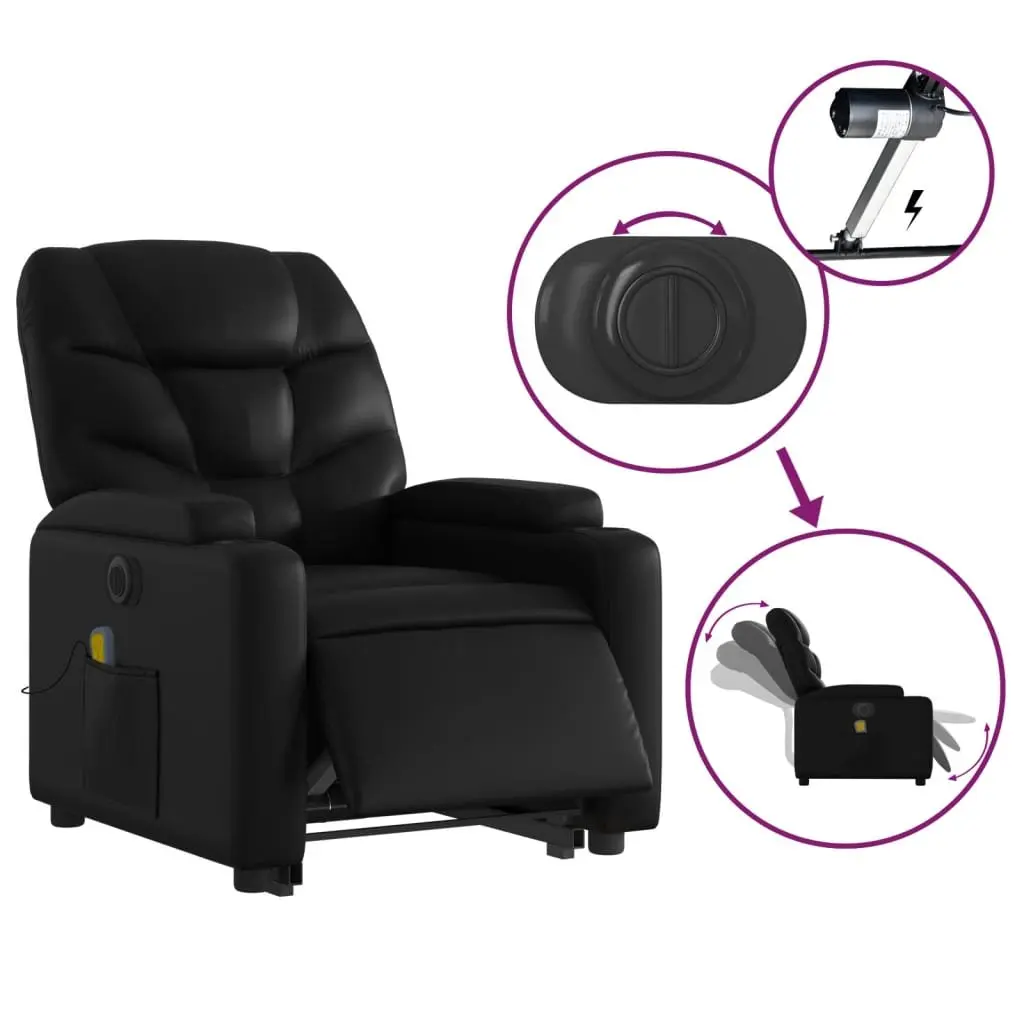 Electric Massage Recliner Chair Power Lift 135 Degrees Black Faux Leather
