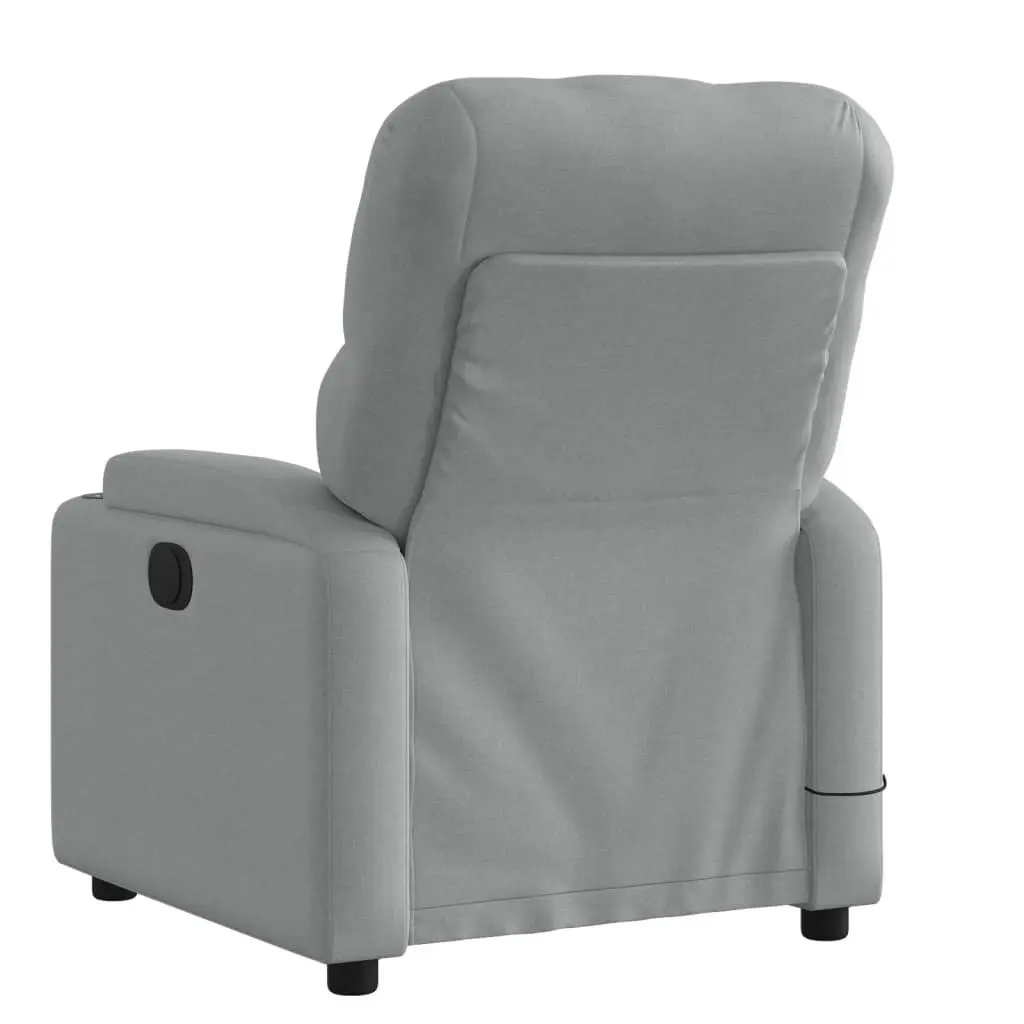 Massage Recliner Chair Vibration Grey Fabric Manual Recline 135 Degrees
