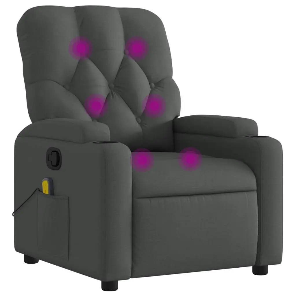 Massage Recliner Chair Manual Reclining Vibration Grey Fabric