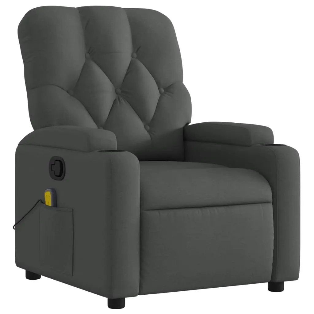 Massage Recliner Chair Manual Reclining Vibration Grey Fabric
