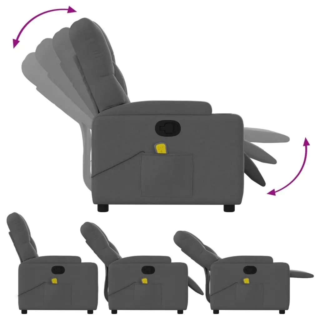 Massage Recliner Chair Manual Reclining Vibration Grey Fabric