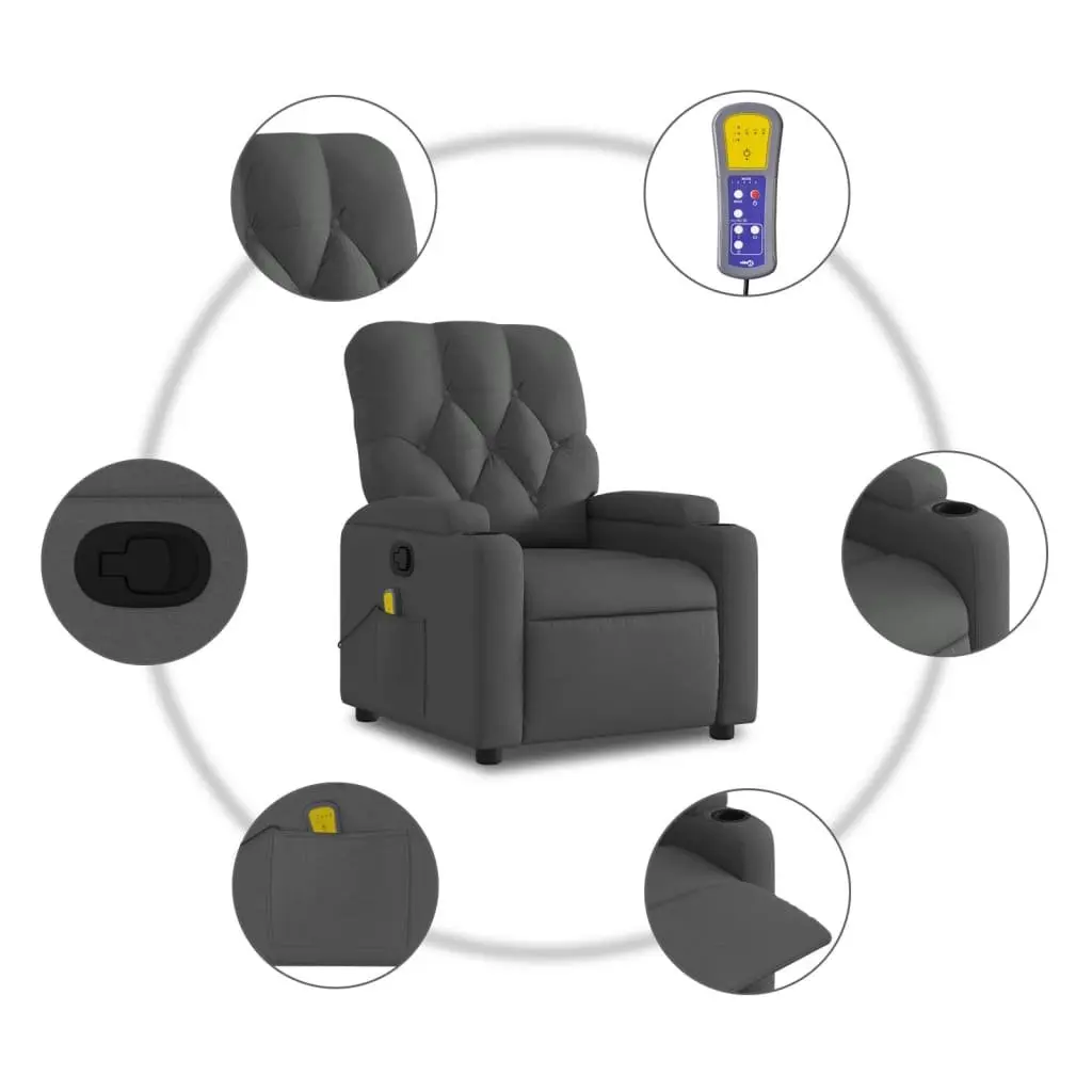 Massage Recliner Chair Manual Reclining Vibration Grey Fabric