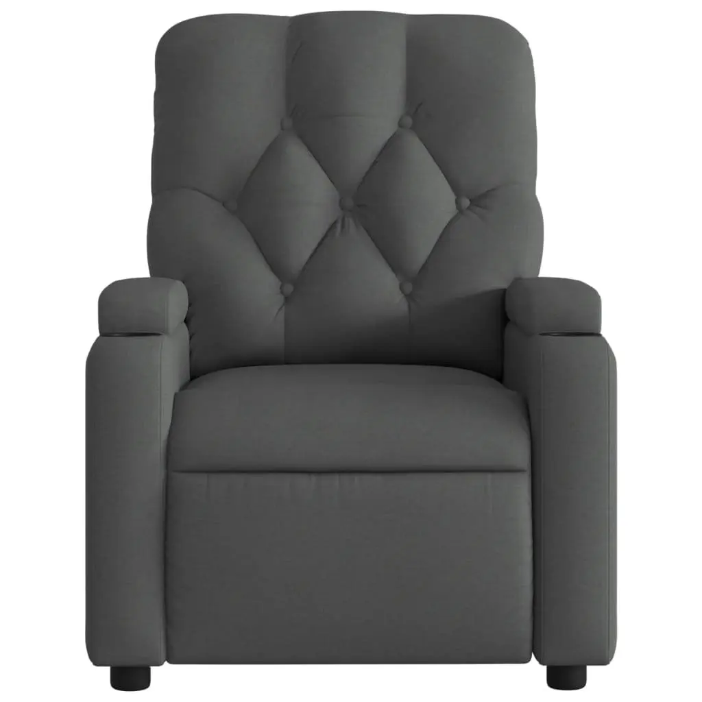 Massage Recliner Chair Manual Reclining Vibration Grey Fabric