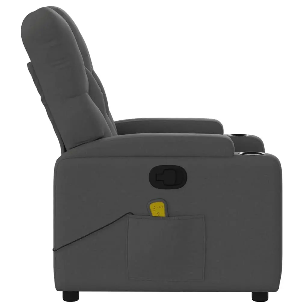 Massage Recliner Chair Manual Reclining Vibration Grey Fabric