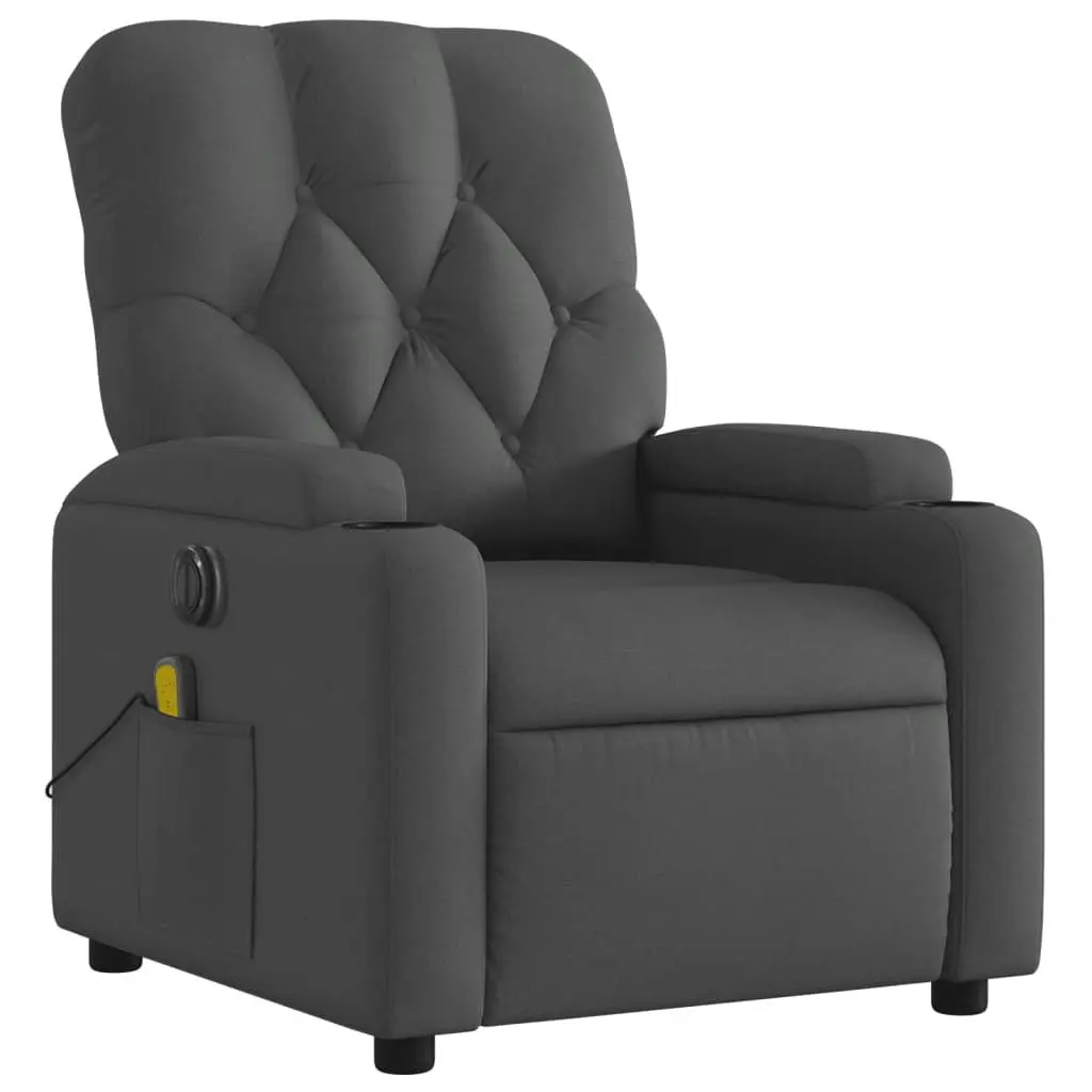 Electric Massage Recliner Chair Grey Fabric Armchair Recline Footrest Vibration