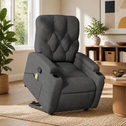 Reliable Grey Fabric Stand Up Massage Recliner Chair