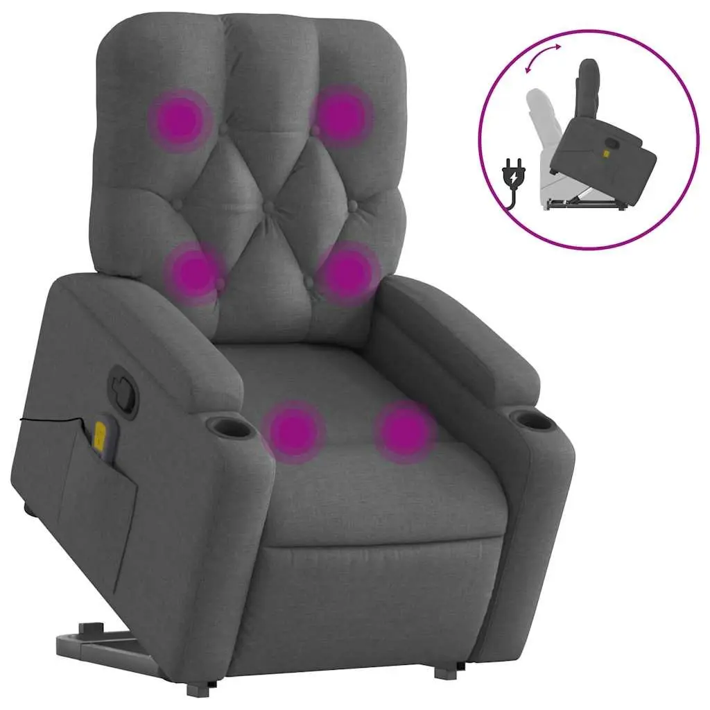 Grey Fabric Stand Up Massage Recliner Chair