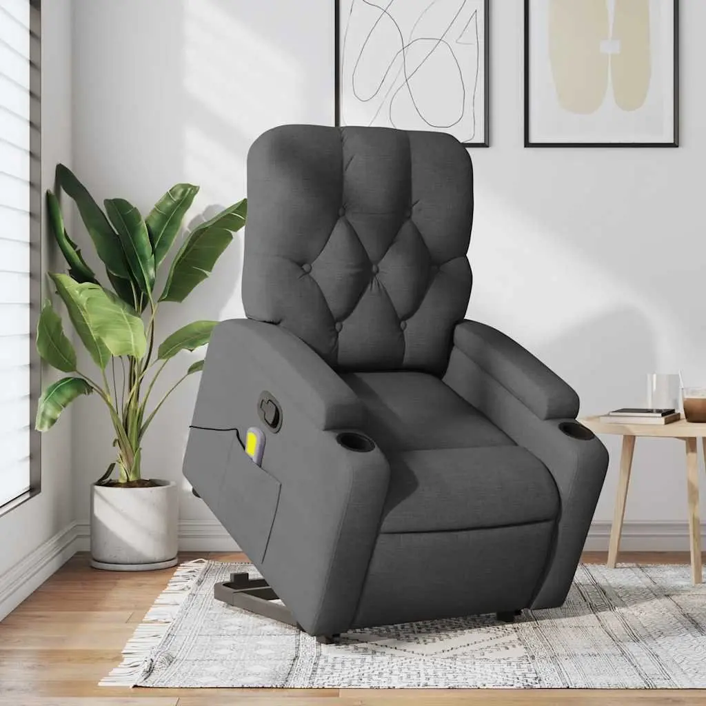 Grey Fabric Stand Up Massage Recliner Chair