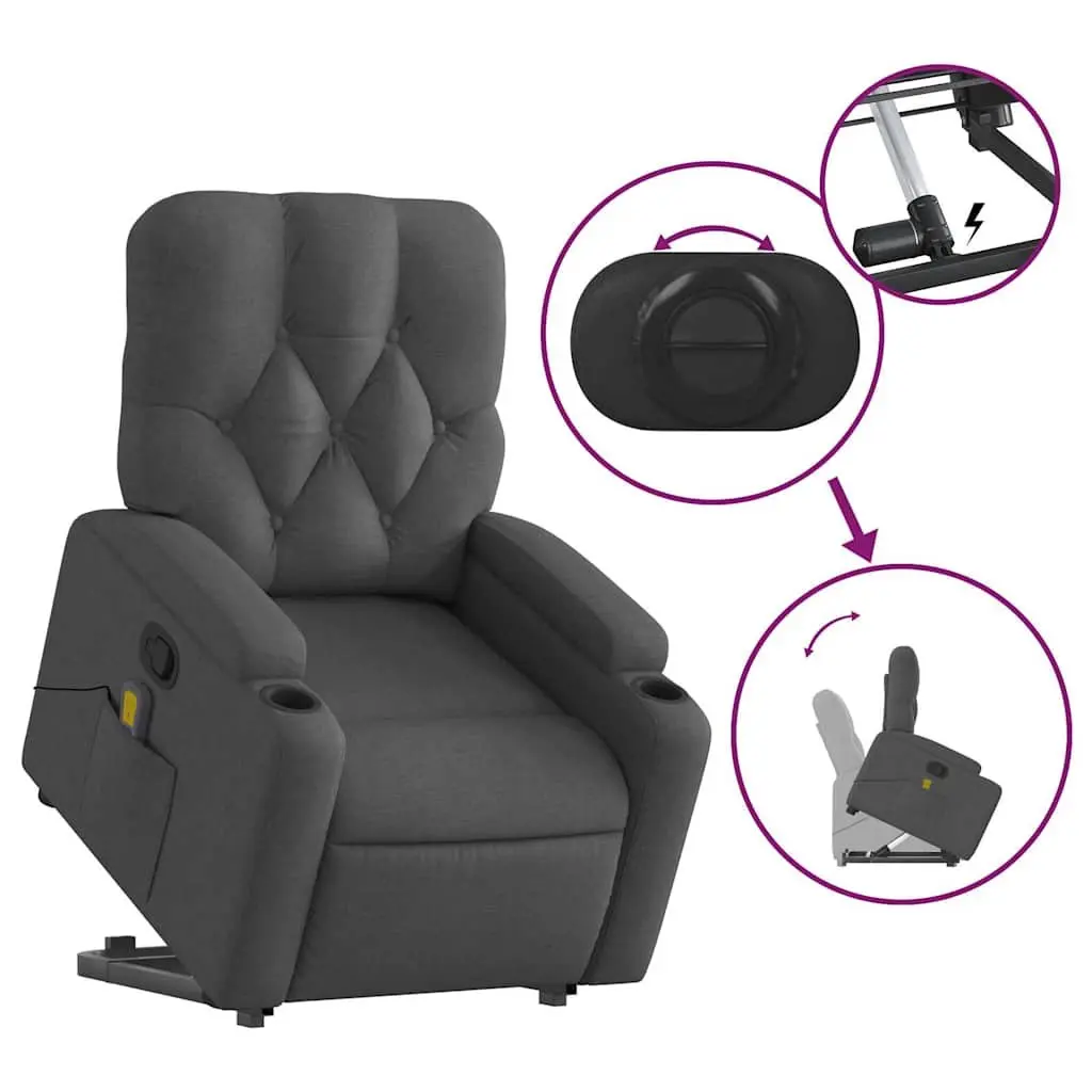 Grey Fabric Stand Up Massage Recliner Chair