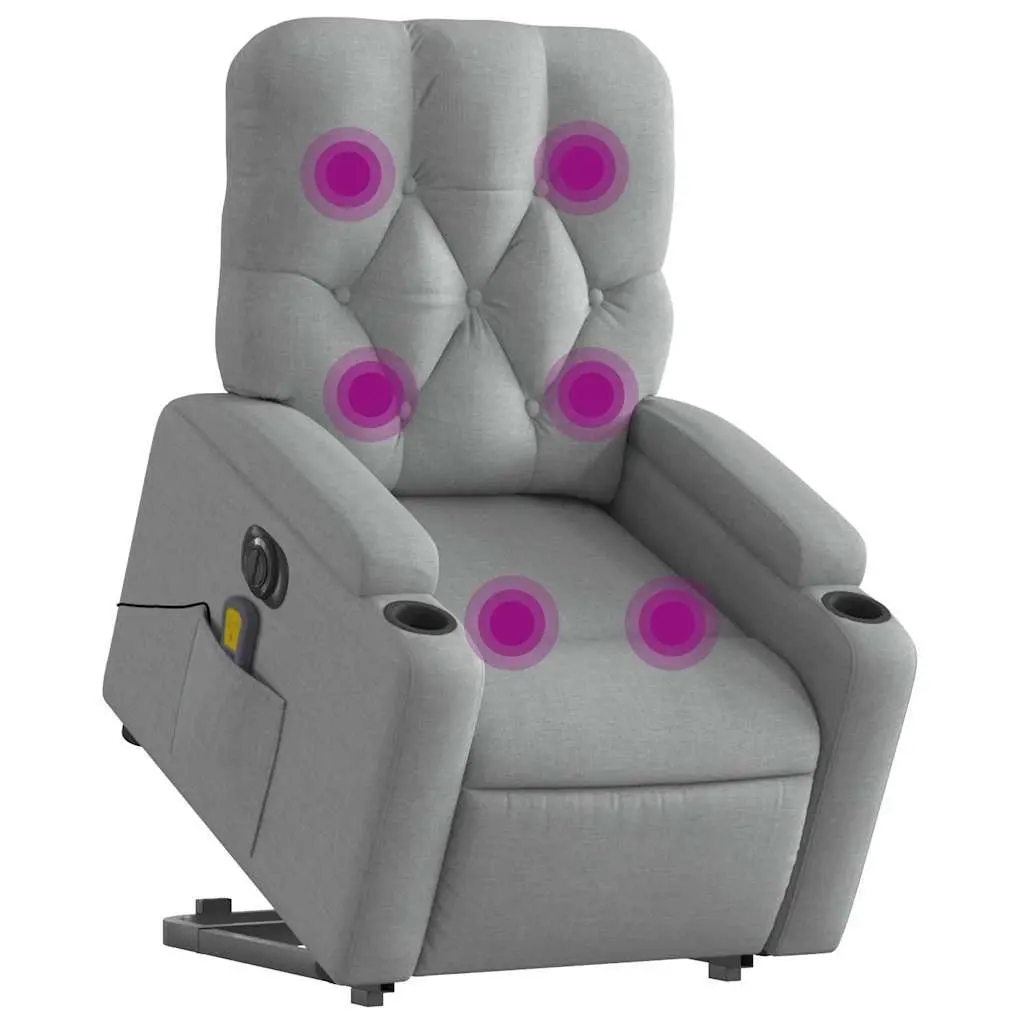 Electric Massage Recliner Chair Power Lift Adjustable Footrest 135 Degrees Grey Fabric