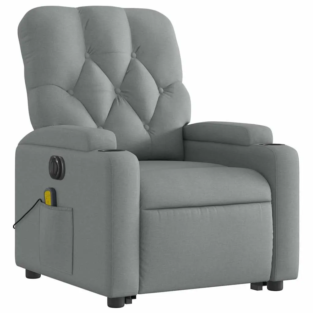 Electric Massage Recliner Chair Power Lift Adjustable Footrest 135 Degrees Grey Fabric
