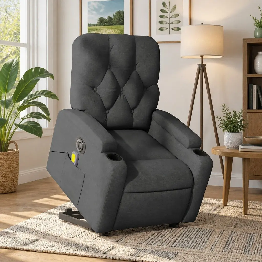 Grey Fabric Electric Recliner Chair with Power Lift Function for Elderly Massage Use