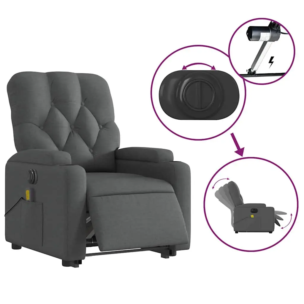 Grey Fabric Electric Recliner Chair with Power Lift Function for Elderly Massage Use