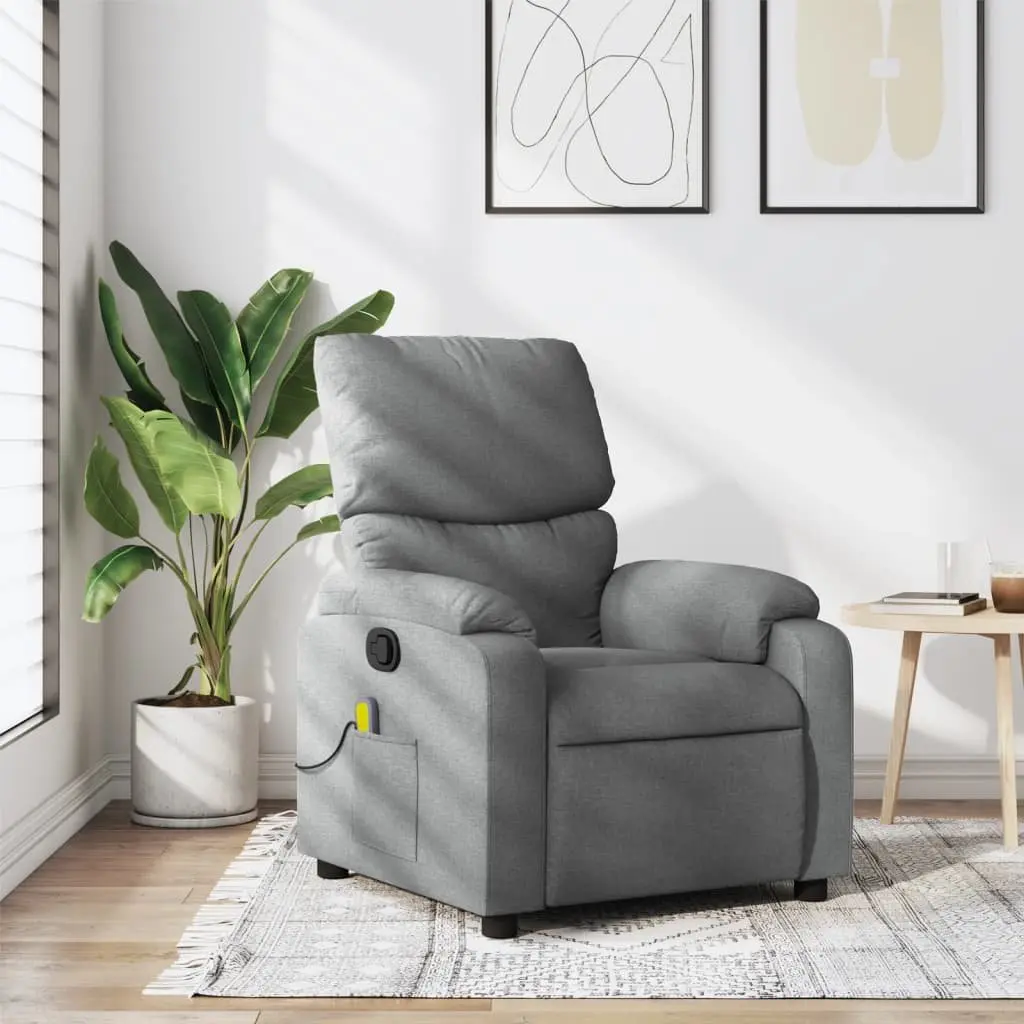 Massage Recliner Chair Manual Recline 135 Degrees Grey Fabric