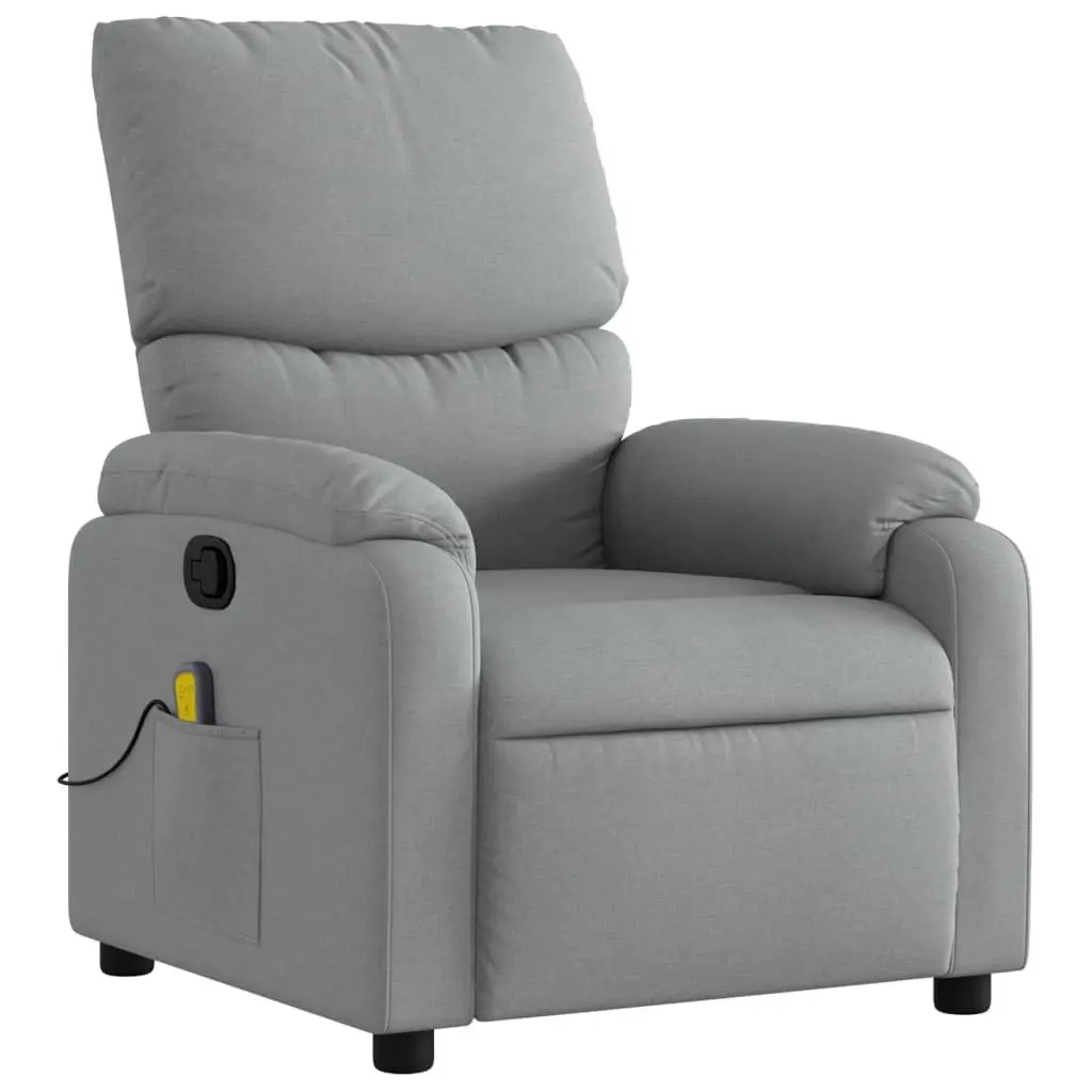 Massage Recliner Chair Manual Recline 135 Degrees Grey Fabric