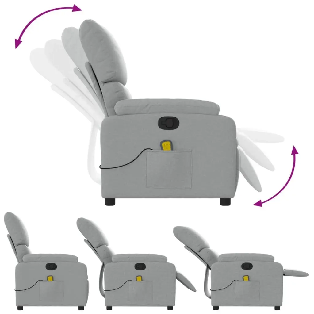 Massage Recliner Chair Manual Recline 135 Degrees Grey Fabric