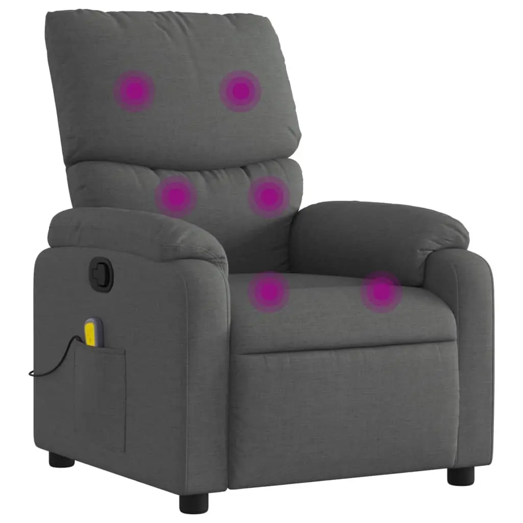Massage Recliner Chair Grey Fabric Manual Recline Armchair Vibration 6 Points