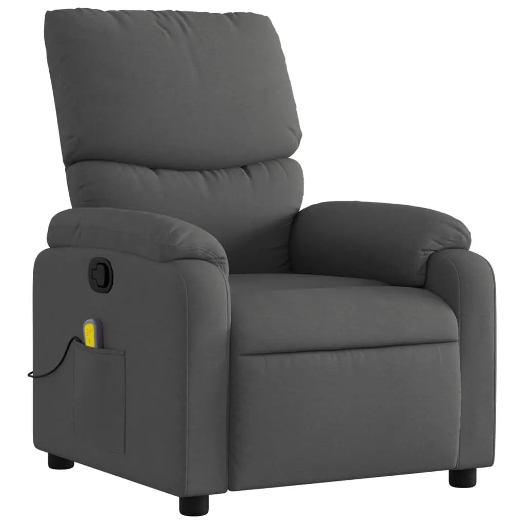 Massage Recliner Chair Grey Fabric Manual Recline Armchair Vibration 6 Points