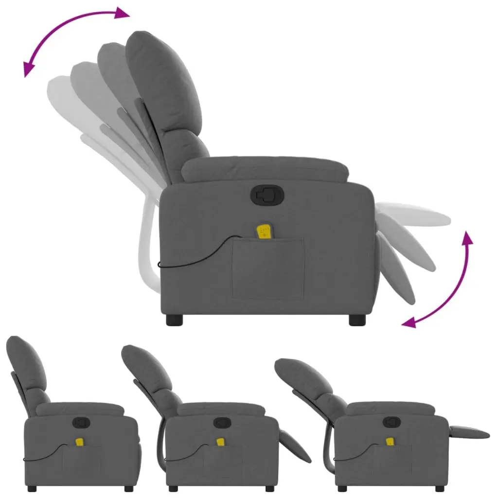 Massage Recliner Chair Grey Fabric Manual Recline Armchair Vibration 6 Points