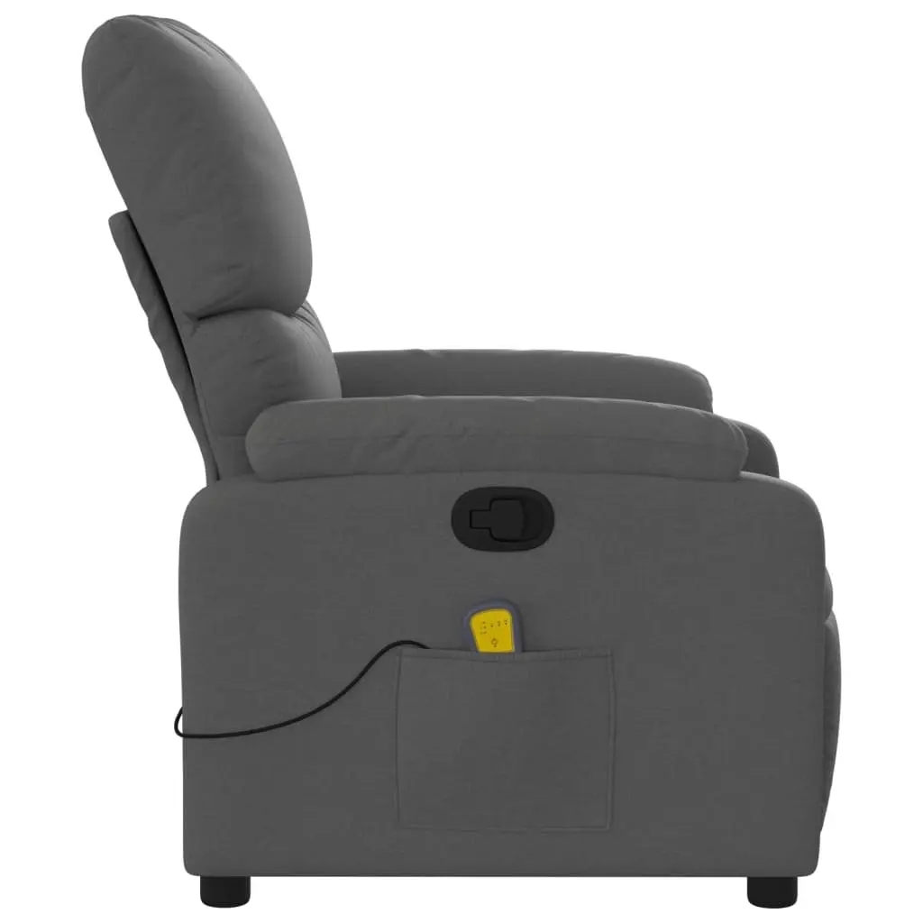 Massage Recliner Chair Grey Fabric Manual Recline Armchair Vibration 6 Points